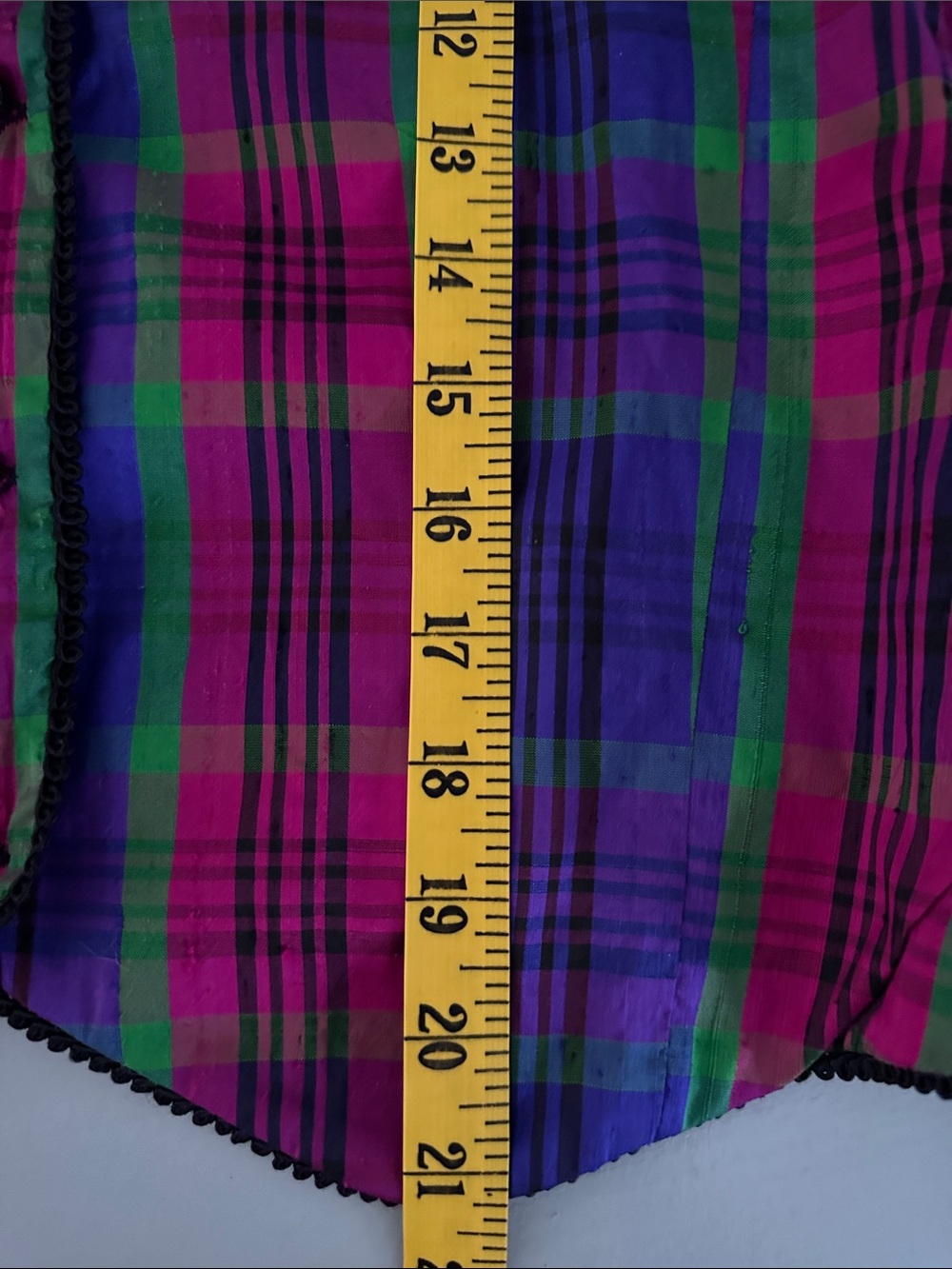 Vintage Silk Plaid Vest Purple & Green Witchy M Maximalist Spooky Boho - Picture 7 of 7
